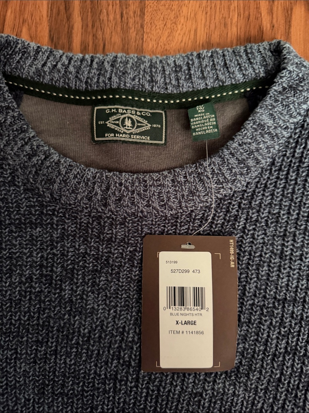 G.H. Bass & Co. Men's Heather Navy Crewneck Sweater